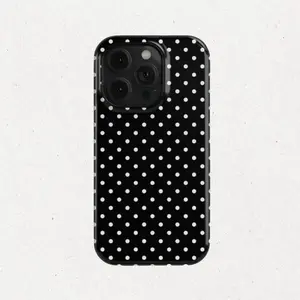Black polka dot anti - drop phone case - Aesthetic Black and White Cover For iphone17Pro max 17 16Pro/15/14/13/12/11
