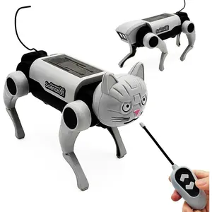 RC Transformable Robot Pet with Interchangeable Dog & Cat Heads - Smart Remote Control Mechanical Toy, Children's DIY Assembly Kit, STEM Educational Science Birthday Gift (Requires 2 AA Batteries, Not Included) Solar Powered Robotic