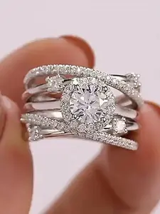 Elegant Rhinestone Decorated Ring, Fashion Accessories for Women, Trendy All-match & Exquisite Engagement Wedding Promise Ring for Birthday Gift