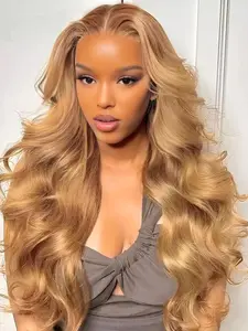 26 Inch Ombre Blonde Long Wavy Wigs for Women, Gorgeous Fluffy Wigs without Bangs, Synthetic Lace Front Wigs for Party, Daily Use