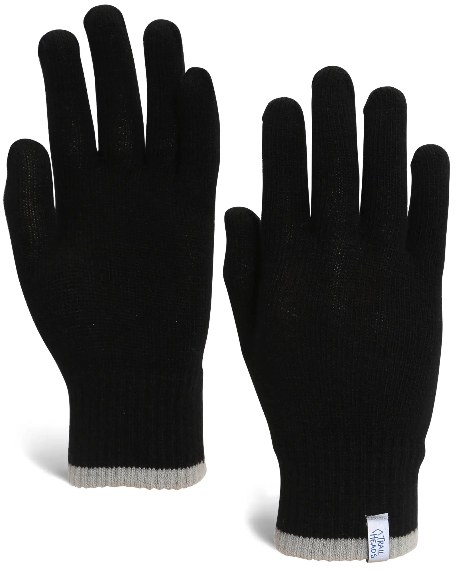 Black TrailHeads Light Knit Gloves | Winter Glove Liners | Base Layer Gloves for Women and Men