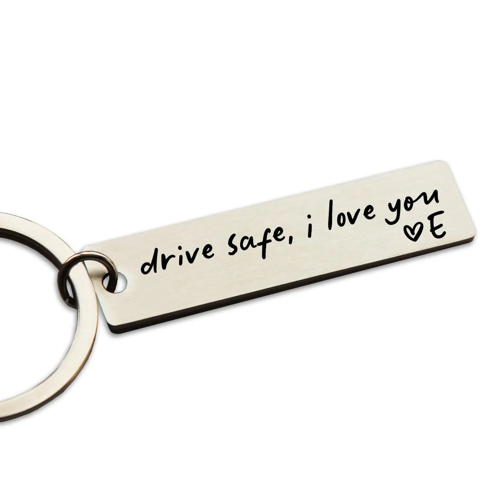Letter E tag keychain