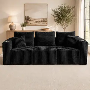 104&70" Modular Boneless Sectional Couch Oversized Deep-Seat No Assembly Required Suitable for Living room/Bedroom/Apartment 0020BK