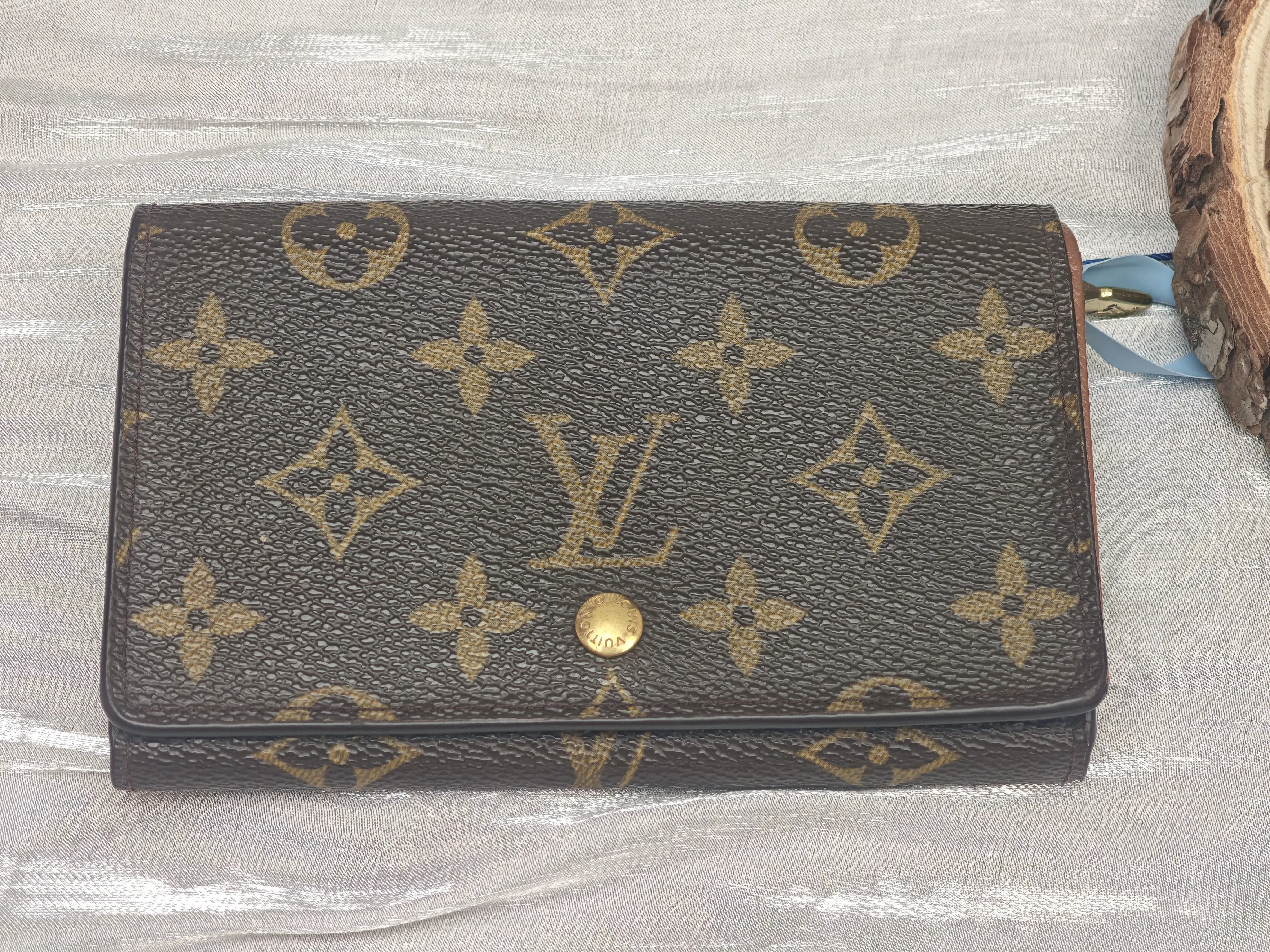 Pre-owned Louis Vuitton Short Wallet Monogram Canvas Snap Button Brown Women's