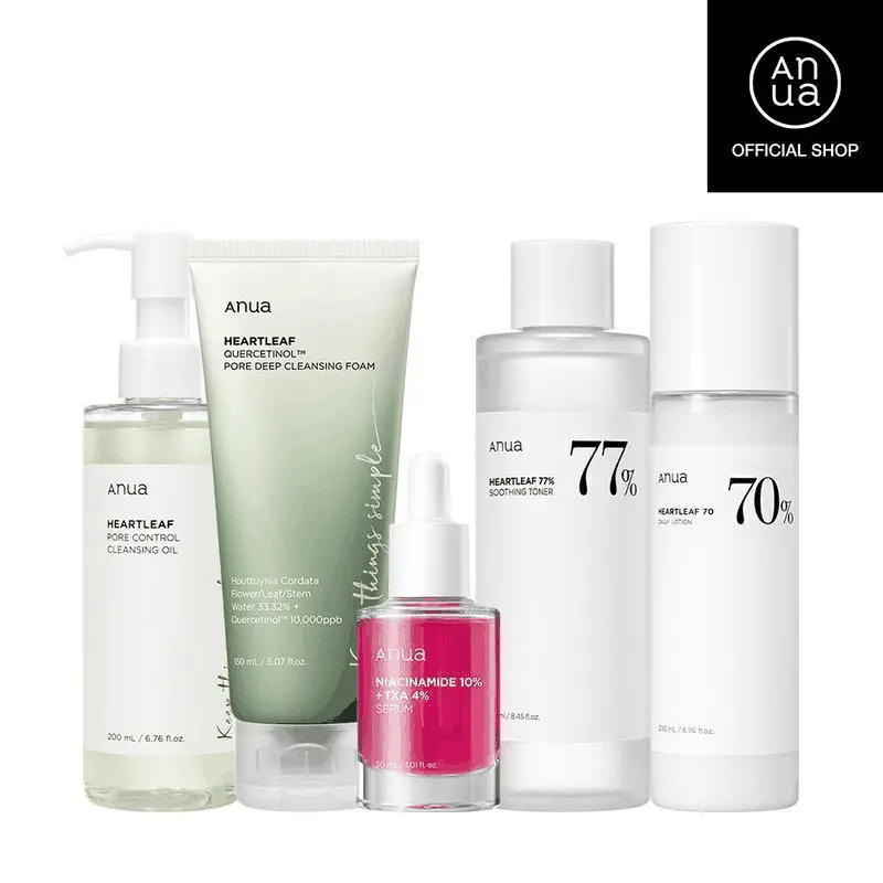 ‮ aunA  ‬  Ultimate Glass Skin Skincare Set | Korean Beauty Routine with Cleansing Oil, Toner, Niacinamide Dark Spot Serum & Hydrating Lotion