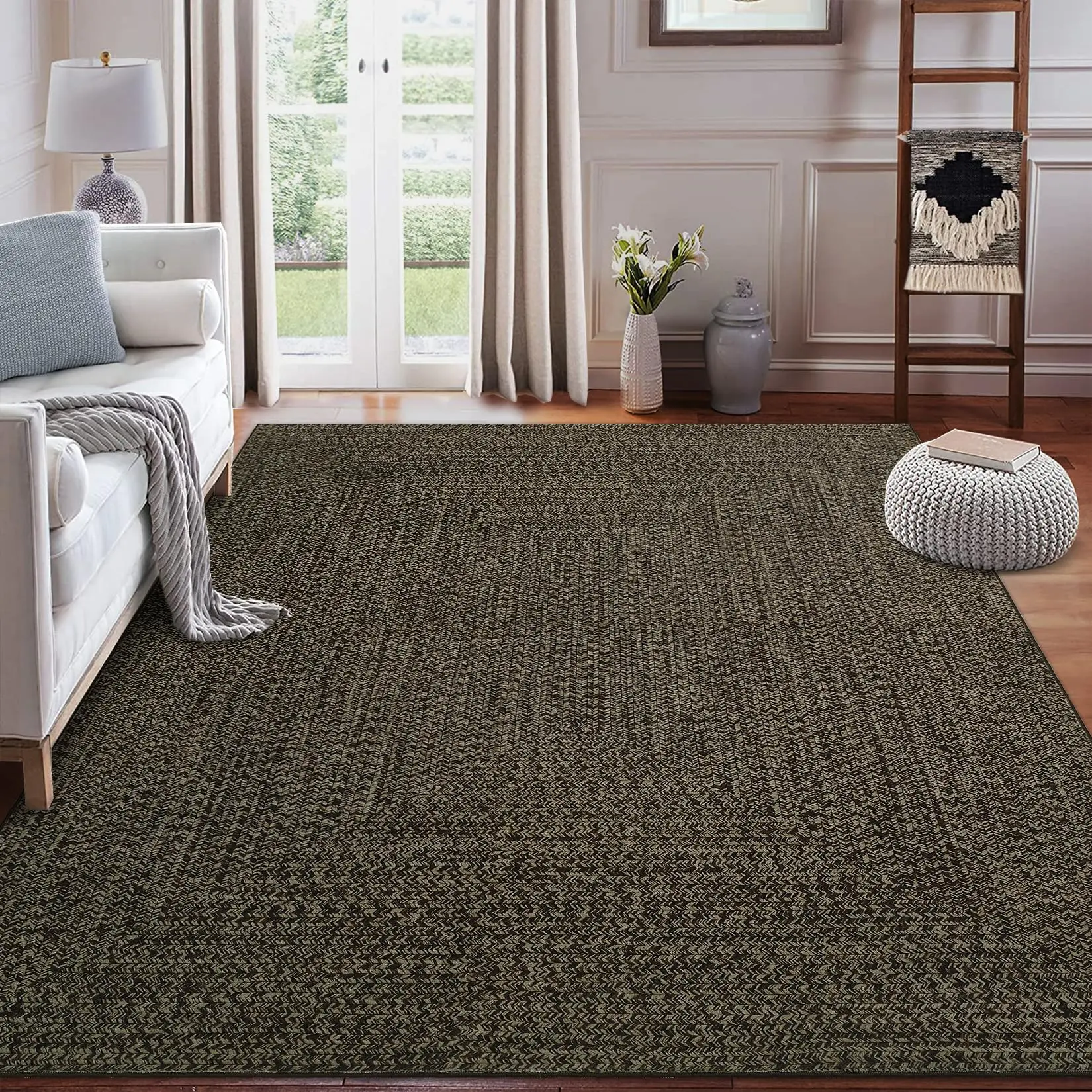 GARVEE Washable Rugs 5x7 Rug Modern Printed Rug for Living Room Bedroom Contemporary Distressed Office Rug Low Pile Neutral Soft Nursery Rug Rug Non Slip Farmhouse Floor Cover Brown