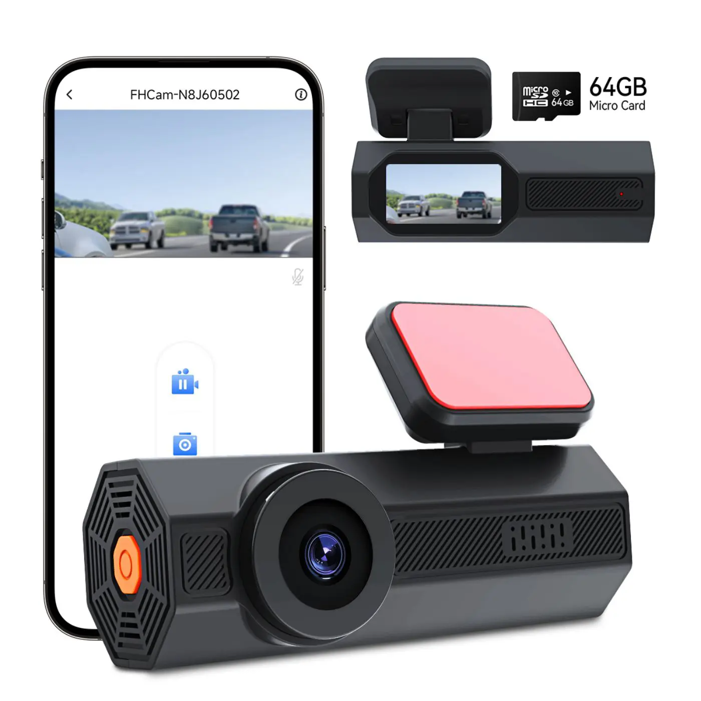 BCUOZ dashcam 64G card with WIFI 2.5K Sharpness 3.54inch mini dash cam APP
