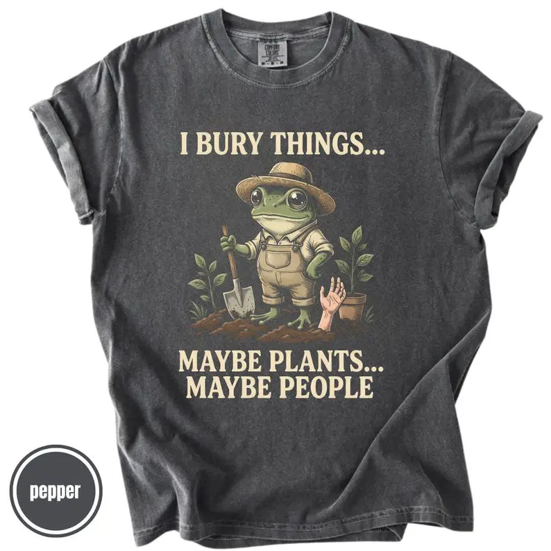Comfort Colors Retro Sarcastic Gardening T-shirt, Frog Graphic Funny Tshirt For Plant Lover, Humorous Plant Woman T-shirt, Gardening Hobby Top