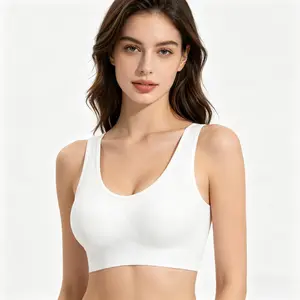 Women's Plus Size Wireless Padded Sports Bra, V Neck Seamless Stretch Bralette, Support Comfortable Fitness Top, Fit Small to Large Bust, S-5XL Full Size Everyday Wear Workout Yoga Gym Running Activewear