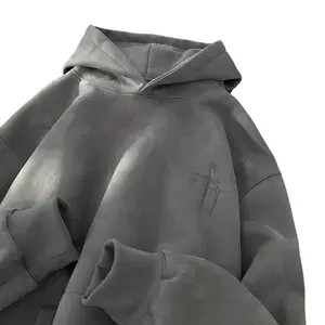 2023 Men'S Streetwear Vintage Embroidered Suede Hooded Sweatshirt High Quality Hoodie Fashion Hip Hop Unisex Pullover Y2K Clothe