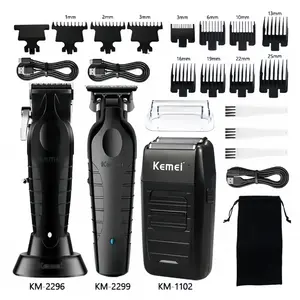 Kemei Hair Clipper Set Km-2296 Km-2299 Km-1102 Professional Electric Hair Clippers, Men's Hair Cutting Kit for Home Use & Gifts