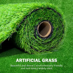 (3Pack)3.3FTx10FT Artificial Grass Realistic Synthetic Thick Fake Faux Grass Rug Astroturf Carpet Landscape for Indoor Outdoor, with Drainage Holes