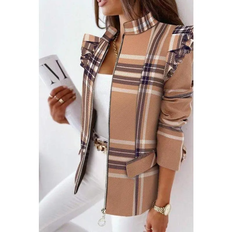 Ruffled Plaid Blazer Ruffled Plaid Blazer