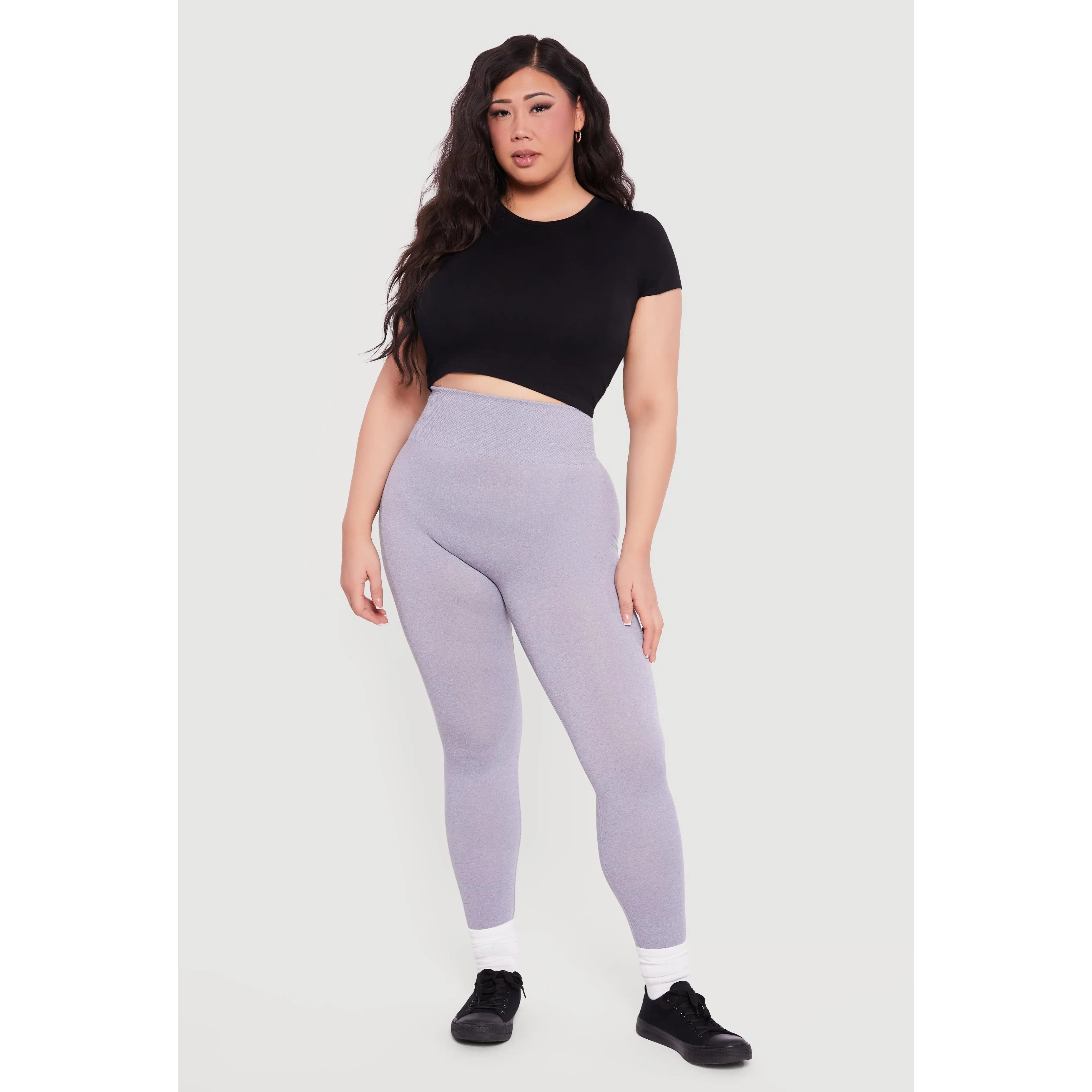 Plus Size Waffle Knit Waist Leggings