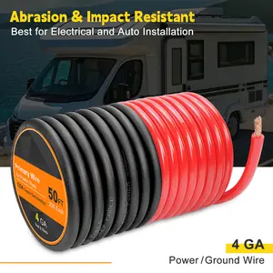 4 Gauge Wire CCA Wire, Primary Automotive Wire Car Battery Cable, Power/Ground Wire, Welding Cable, Electrical Wire Audio Wiring for RV Trailer Speaker Amp Stereo, 16FT/25FT, 2 Conductor Electrical Wire