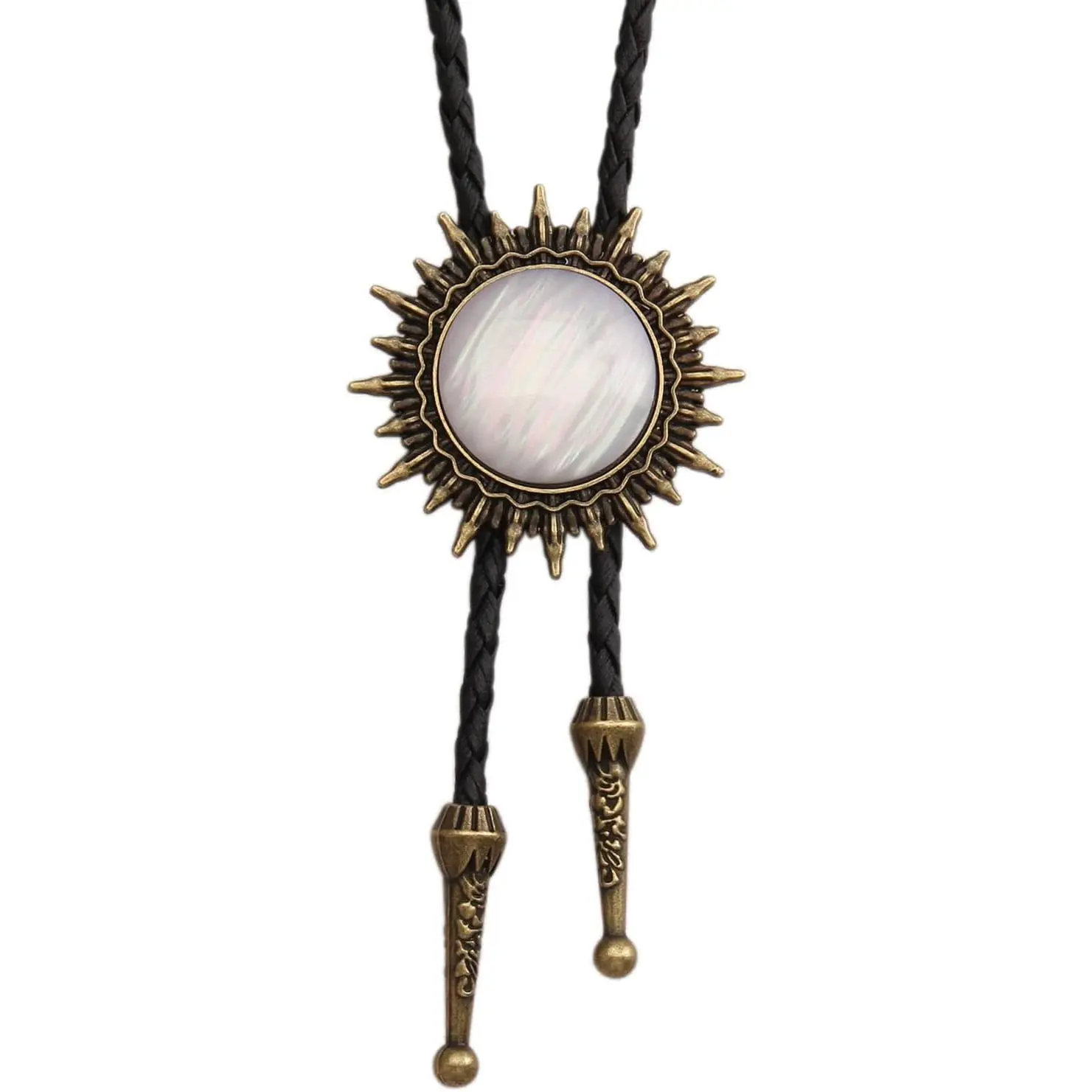 L-NKL004 Bolo Tie for Men Western Cowboy Tie Necklace Gold Bolo Tie Leather Necktie Halloween Tie Accessories for Women