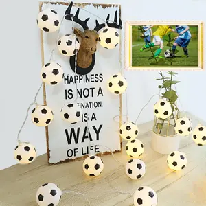 Soccer String Lights, 20LED Football Fairy Lights, Battery & USB Powered, Sports Room Decor for Boys Bedroom, Game Day & Party Decoration, Warm White & Multi Color outdoorfun