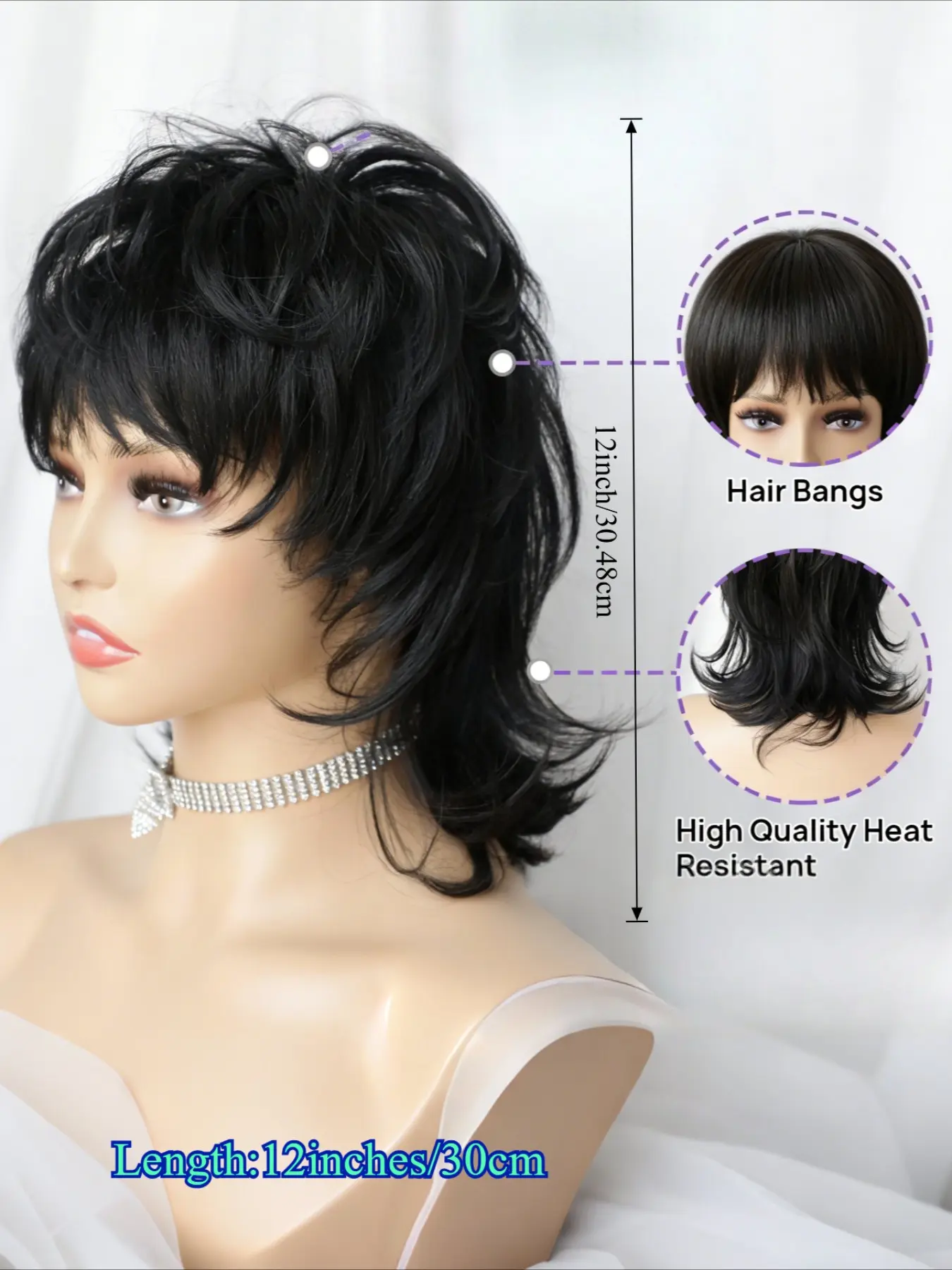 2026 Short Brown Shaggy Layered Wig 80s Mullet Style Pixie  display picture 1