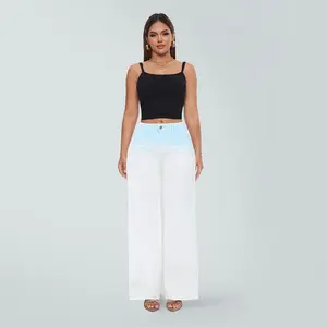 Magic ONESO Women's Mid-Low Rise Baggy Jeans: Stretchy Wide Leg & Distressed Ombrae Light Blue Denim Pants with Tummy Control, BBL Curve Hugging Fit for Plus & Regular Size