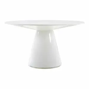 High Gloss White Round Dining Table Seats 6