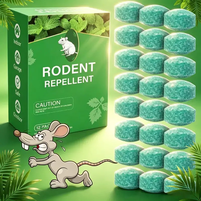 12-Pack Natural Rodent Deterrent Balls, Peppermint & Lemon Oil-Infused Rodent and Mice Repellent, Safe Long-Lasting Easy-to-Use for Indoor & Outdoor Pest Control (Deters Squirrels, Rats, Spiders), Rodent And Mice Repellent Balls
