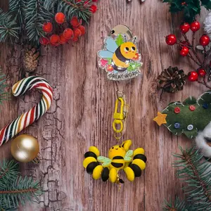 Bee Lovers A Hand Beaded Id Badge Reel with Cute Bee Charm and Great Work Tag for Bee Enthusiasts $9