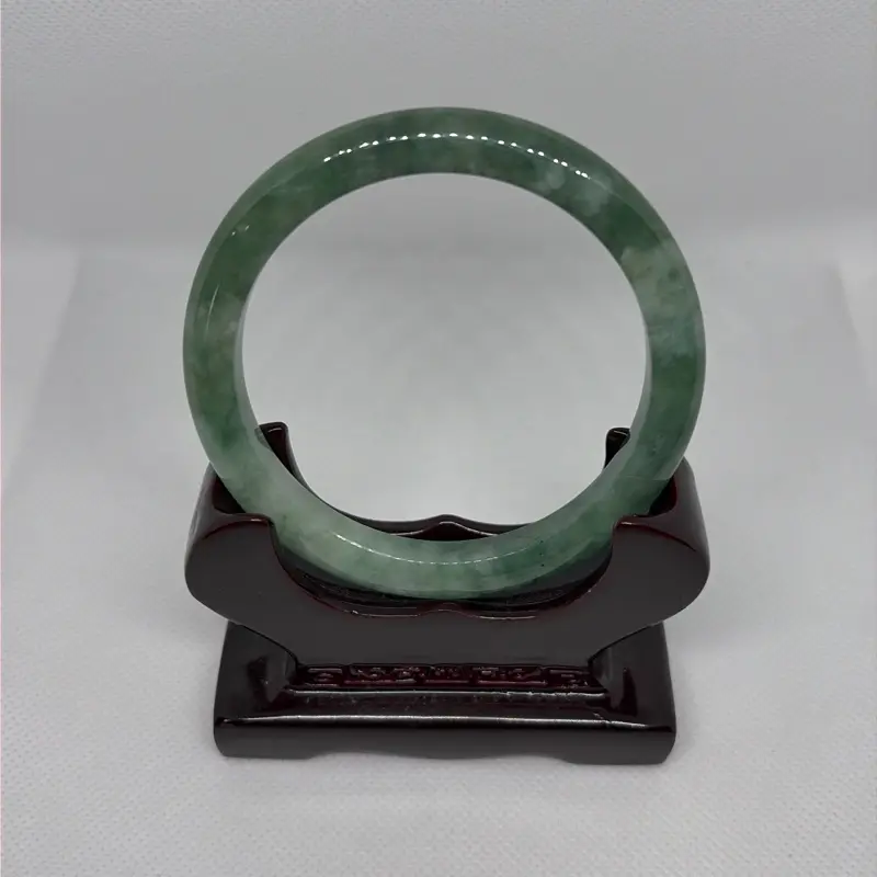 Dark Green Jade Bangle Bracelet 58.6mm – Smooth Polished, Elegant Classic Style