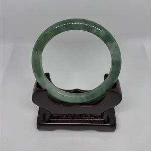 Dark Green Jade Bangle Bracelet 58.6mm – Smooth Polished, Elegant Classic Style