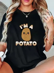 100% Cotton Funny Potato Costume Cute Kawaii Style Smiling I'm A Potato T-Shirt