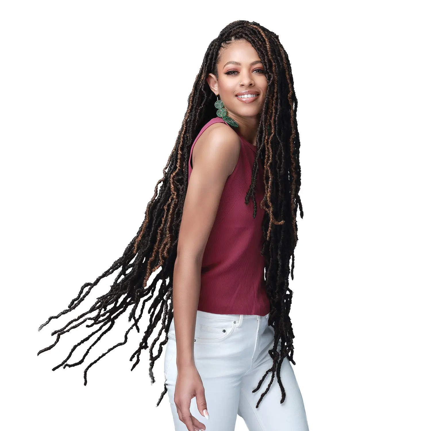 Bobbi Boss Crochet Braiding Synthetic Hair Extensions - African Roots Collection 2X Nu Locs, 36" Full Length Soft Locs Style for Female Adults, Natural, Bobbi Boss Crochet Braids, Soft Touch, 36 Inches, Interlocked, Preformed Synthetic Braided Lace Wigs