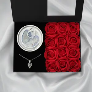 Luxury Valentine’s Day Jewelry Gift Box Featuring Real Cultured Pearl Necklace Kit, Viral Pearl Necklace gift set, Oyster Pearl Included, Pearl Cage Pendant and Rose Soap Flowers