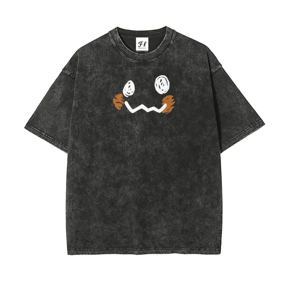 Men's Vintage Pocket Monsters Graphic Oversized Heavy Cotton T-Shirt - Soft Washed Batik, Short Sleeve, Houndstooth, Herringbone, Standard, Cute Unisex Streetwear Summer Father’s Day Gift Casual Tee, Tshirt, Chain Print, Chic, Basic, Figure, Korean, Prepp