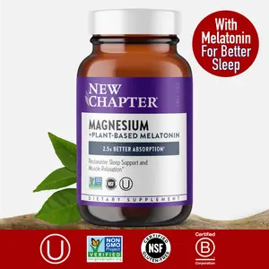 New Chapter Magnesium + Plant-Based Melatonin Sleep Aid - 2.5x Better Absorption+ for Sleep Support & Muscle Relaxation - 30 count