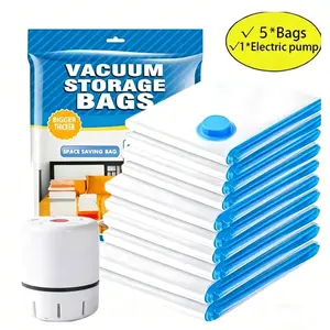 Vacuum Seal Bags for Clothing with Electric Pump, Portable Compression Bags for Travel & Home Storage, Heavy Duty Space Saver for Blankets, Comforters, Luggage Organizer