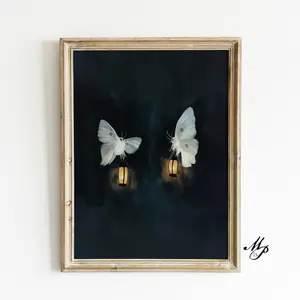 Unframed, Room Decor, Dark Academia Art, Boho Aesthetic, Moth Art, Magic Art Print, Drawn to the Light, Moth Illustrations, Cottagecore Nature Print