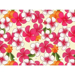 1 YARD POLY COTTON MATERIAL - WHITE PLUMERIA