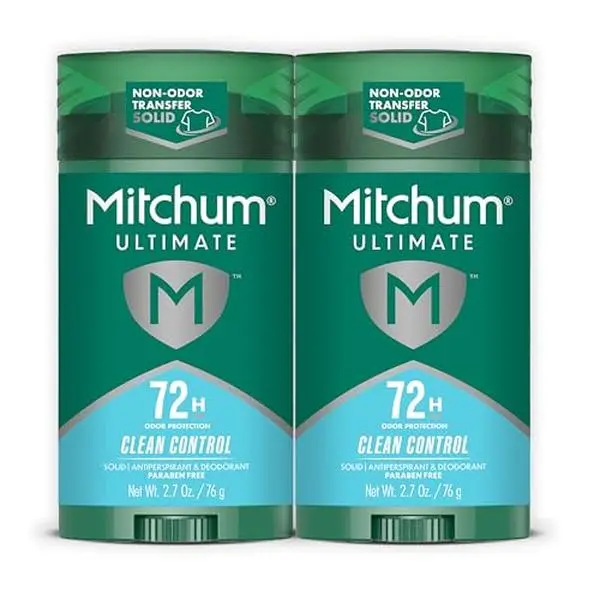 Mitchum 72H Odor Protection Antiperspirant Deodorant, Clean Control, 2 pack | Antiperspirant deodorant for men with up to 72hr odor protection. Invisible solid. Clean control scent.