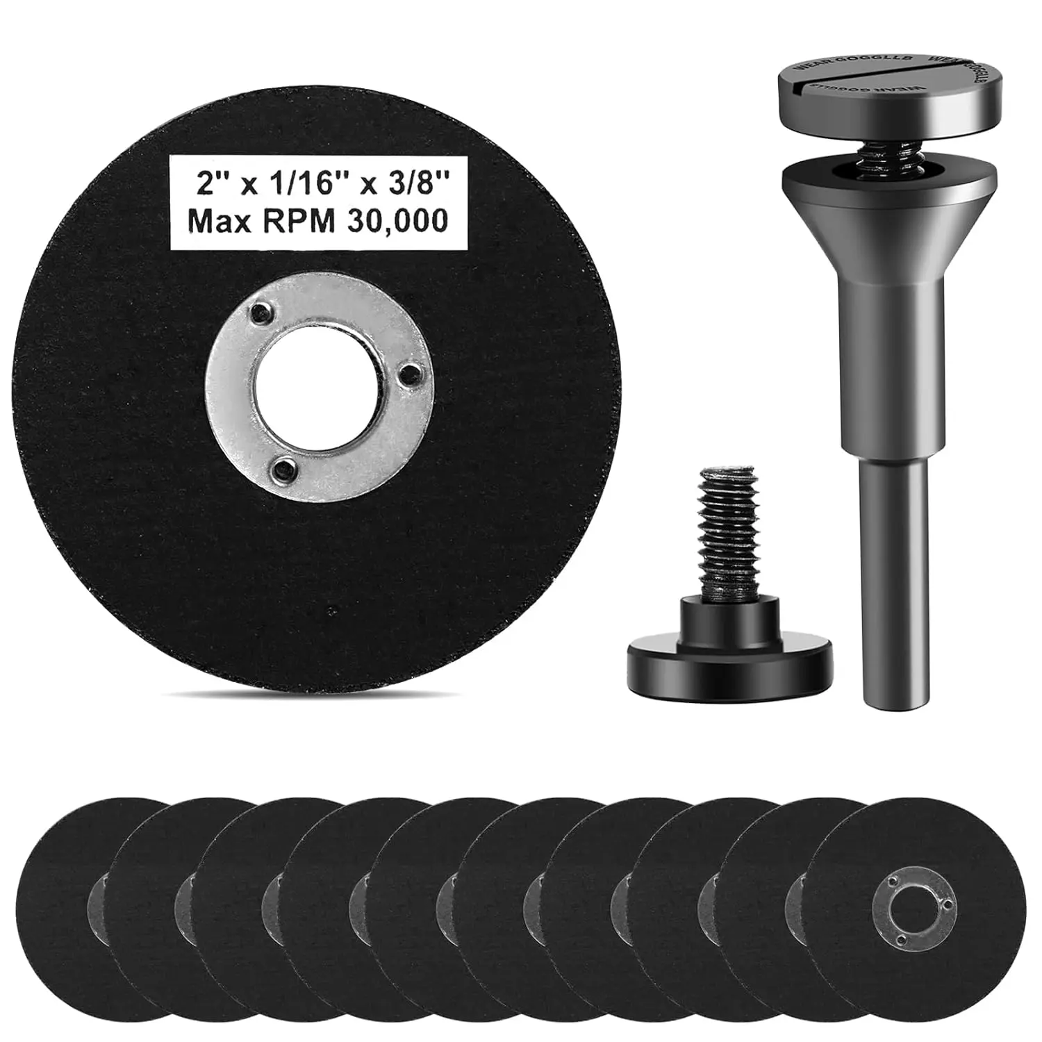 2 Inch Die Grinder Cut-Off Wheel and 3/8in Arbor Hole 1/4in Stem Mounting Mandrel Holder Accessories, for Air Grinders Drill Rotary Tool, Mini Metal Cutting Wheels Cutter Discs