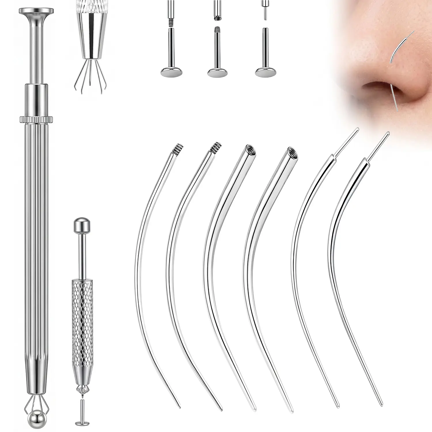 Bead Changer Kit, 16G/18G/20G Easy-Grip Taper Jewelry Changing Tool for Nose, Ear & Lip Studs