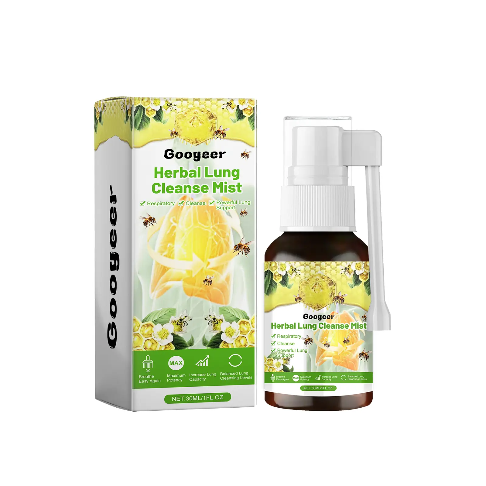 Herbal Lung Cleanser Mist - Natural Respiratory Support Spray with Loquat & Mint Leaf Extract for Smokers & Dusty Environments | Daily Breath Freshener & Lung Detox Supplement Oral Peppermint