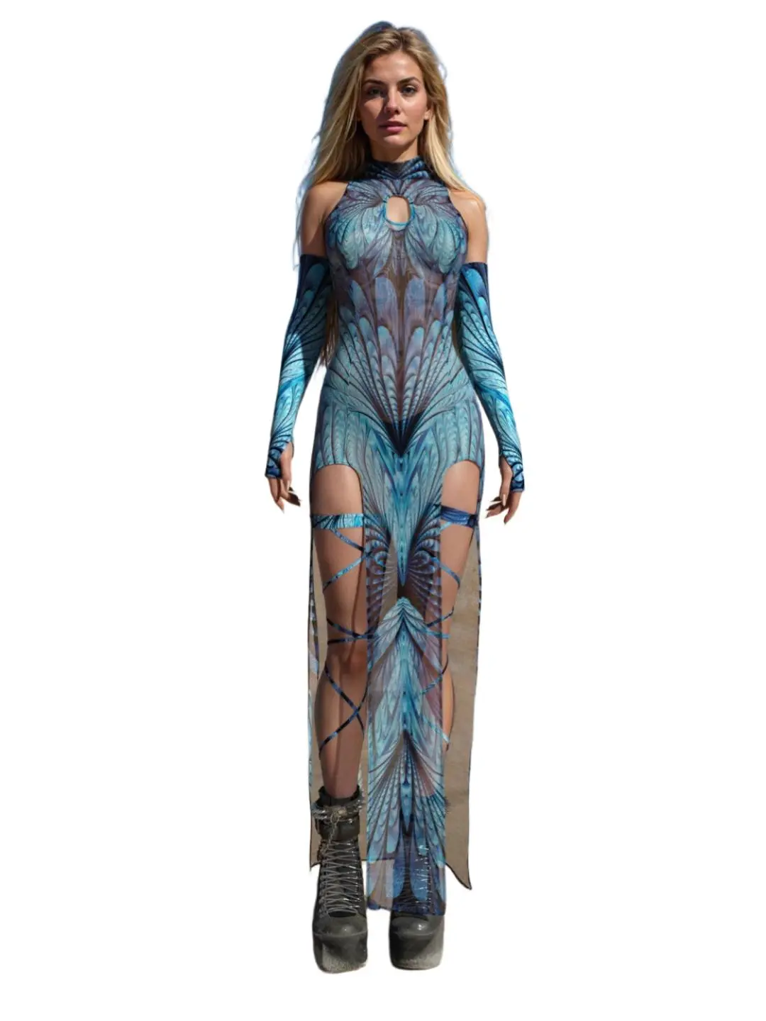 Mesh Festival Outfit For Women, Sheer Rave Long Dress For Women, Festival Cutout Long Dress, Festival Dress, Rave Outfit, Rave Hood Woman Halloween Costumes And Christmas Performance Outfits Christmas Clothing, Christmas Gifts