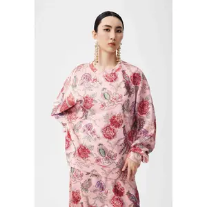TCH Personalized Floral Pattern Hot Stamping Round Neck Pullover Hoodie for Women Heavy Industry Fashion Crewneck Top Everyday Wear | Flower