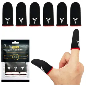 6 Pack Mobile Phone Gaming Finger Sleeves, Nuozme Finger Sleeves Compatible with All Touchscreen Devices, 0.15mm Superconducting Nanofibers, Smooth Feel, Anti-Sweat, Extremely Thin, Red Edge
