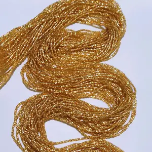 Gold Goldine Waistbeads African Adornment Body Jewelry Tie On for Daily Use Sparkling Gold Color