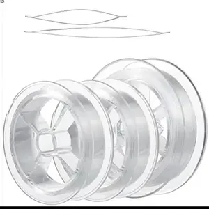 200 m Clear Invisible Nylon Thread 3 Pieces Clear Fishing Thread Jewelry Rope Invisible Nylon Thread for Hanging Decorations, Beading and Crafts, Strong and Invisible, with 2 Sizes Bead Needles