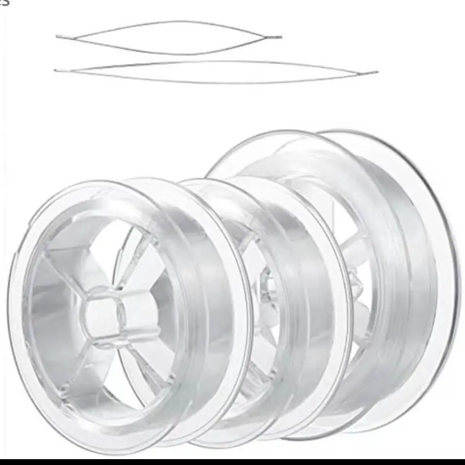 200 m Clear Invisible Nylon Thread 3 Pieces Clear Fishing Thread Jewelry Rope Invisible Nylon Thread for Hanging Decorations, Beading and Crafts, Strong and Invisible, with 2 Sizes Bead Needles