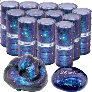 Valentine‘s Day Gift 24 Pack Galaxy Star Slime, Party Favor for Kids Girls & Boys, Non Sticky, Stress & Anxiety Relief, Wet, Super Soft Sludge Toy,Creative Toy for Kids and Adults, Easter Egg Filling Stuffers