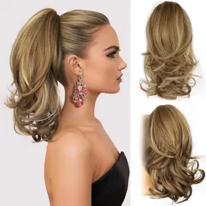 14 Inch Ponytail Extension - Wavy Pony Tails Hair Extensions, Claw Clip Ponytail Extension, Synthetic Hair Extensions Ponytail, Clip on Ponytails for Women