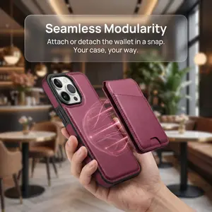 1 2 in 1 Detachable Magsafe Case for iPhone 16 17 16E 15 14 13 12 Card Bag Pocket Magnetic Cover