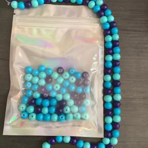 Blue bead strand with bead bag